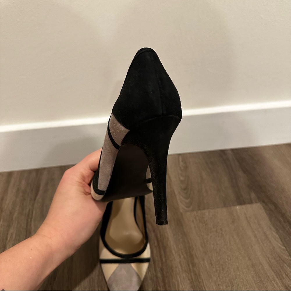 Nine West The Rocks Black, Cream and Gray Suede Heels - Picture 10 of 15